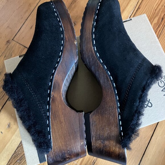 Maguba Troentorp Shearling Clogs Black Suede Oslo Winter Mules - Picture 6 of 9